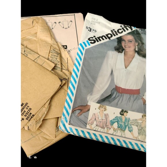 Vtg Blouse Top Shirt Collared Button Up 6 8 10 12 Simplicity 6300 Sewing Pattern - Picture 5 of 6